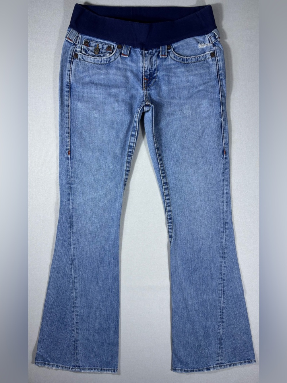 True Religion Joey Maternity Jeans 29 Flare Full Panel Made USA Y2K